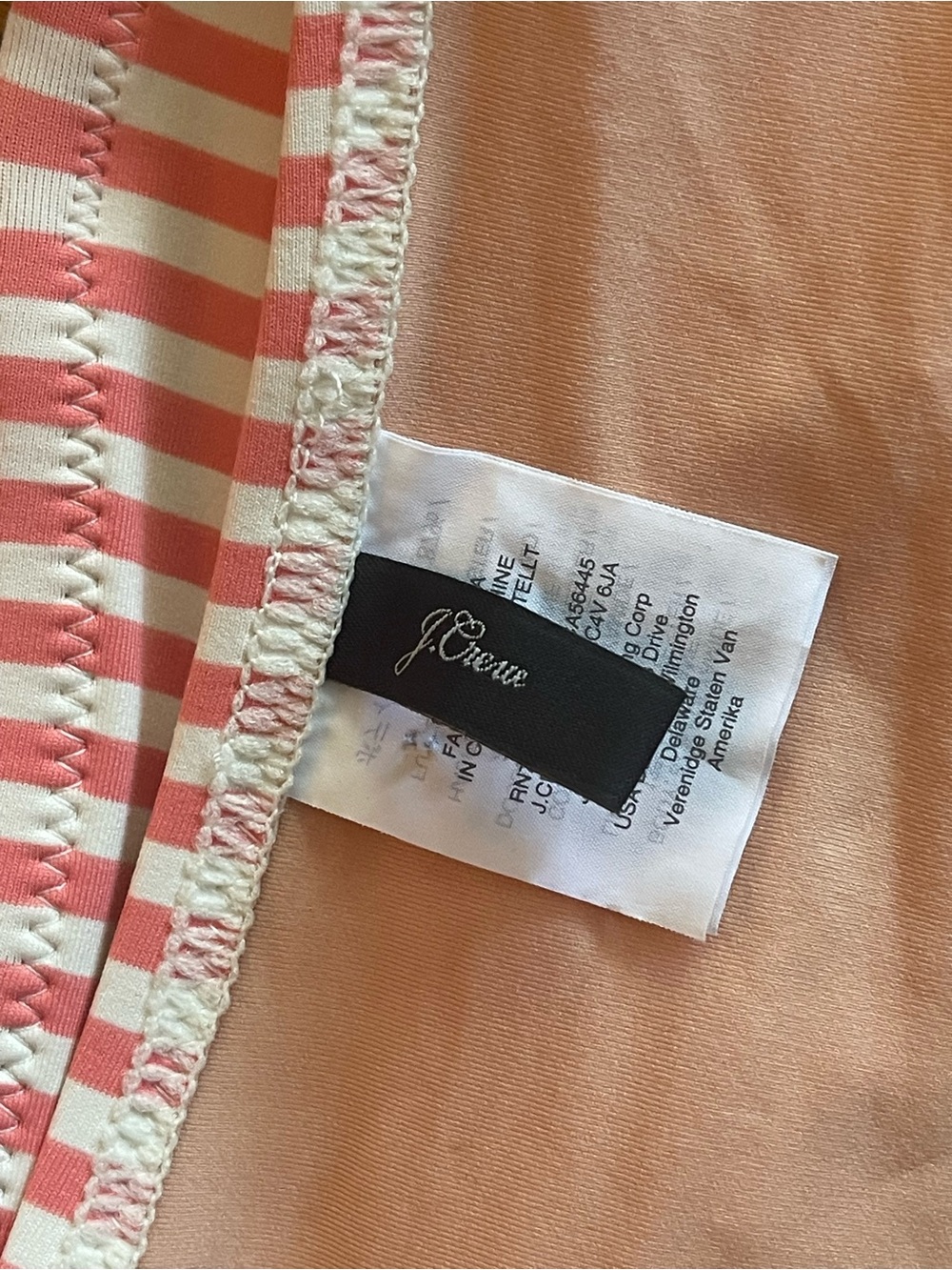 J. Crew, Size 14, Pink and White Striped Ruffle One-Piece Swimsuit - Picture 5 of 8